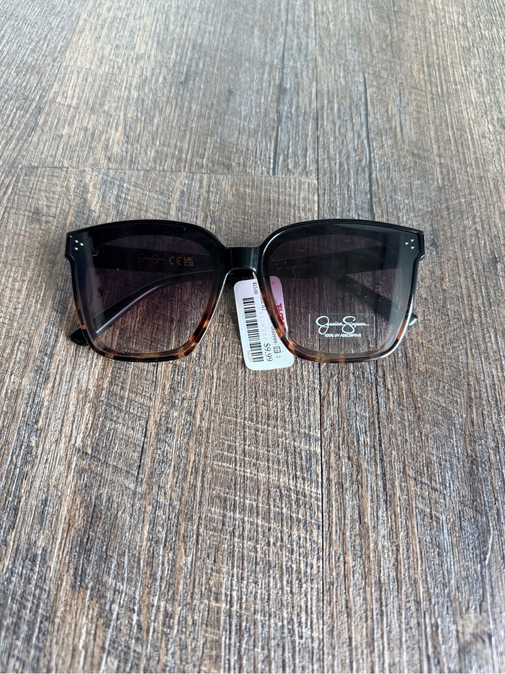 Jessica Simpson Oversized Square Gradient Black to Brown Sunglasses